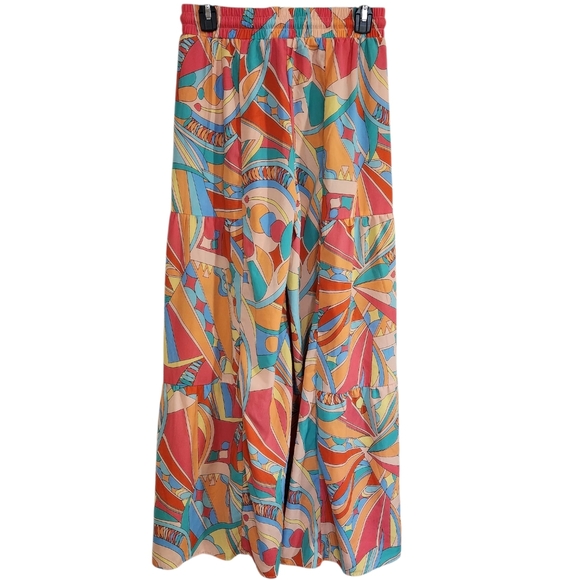 Women’s Sz S Palooza Pants Wide Leg Multicolor Elastic Waist Drawstring - Picture 2 of 7